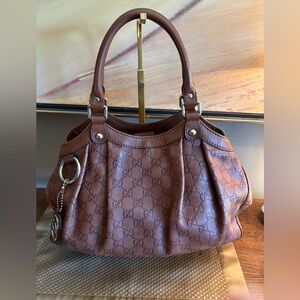 Gucci Sukey Medium Tote Guccissima Leather Brown GG Embossed Shoulder Bag Auth